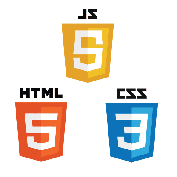 HTML, CSS, JavaScript icons for web design and coding.