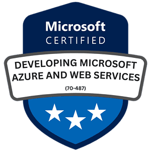 Microsoft Azure and Web Services development certification badge.