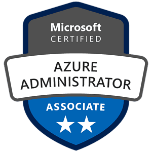 Azure Administrator Associate badge for Microsoft Azure cloud certification.