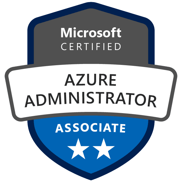 Azure Administrator Associate badge for Microsoft Azure cloud certification.