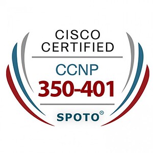 Certified networking professional badge for Cisco CCNP 350-401 exam.