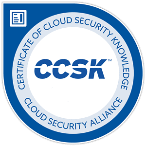 Cybersecurity certification badge for cloud security professionals.
