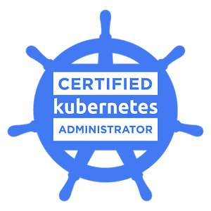 Certified Kubernetes Administrator badge for cloud certification.