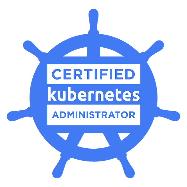 Certified Kubernetes Administrator badge for cloud certification.